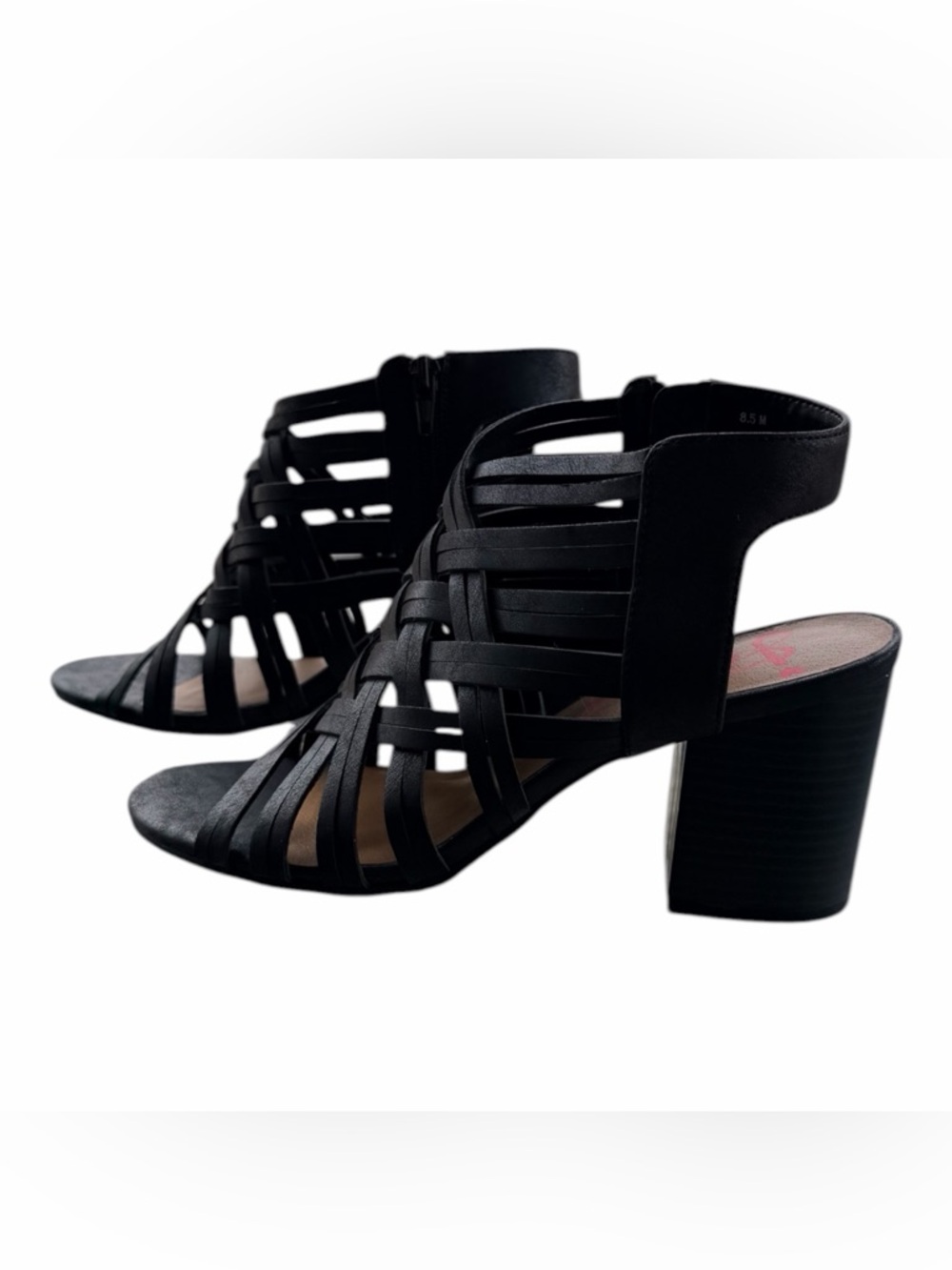 ANIYAH JellyPop Women's Black Strappy Block Heel Sandals Size 8.5